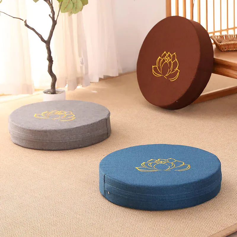 Coussin de Méditation Lotus Brodé avec Dossier - 40cm