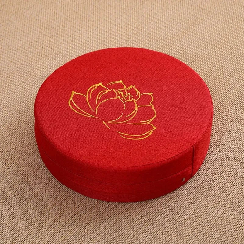 Coussin de Méditation Lotus Brodé avec Dossier - 40cm