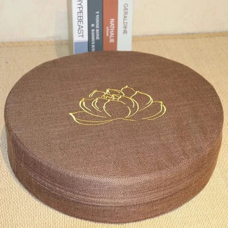 Coussin de Méditation Lotus Brodé avec Dossier - 40cm
