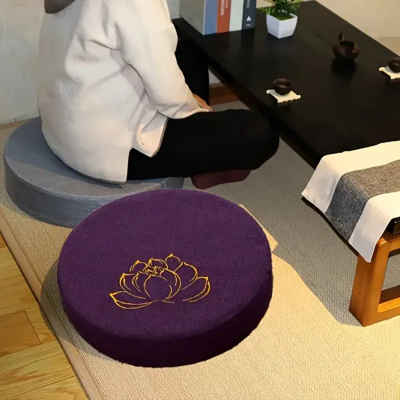 Coussin de Méditation Lotus Brodé avec Dossier - 40cm
