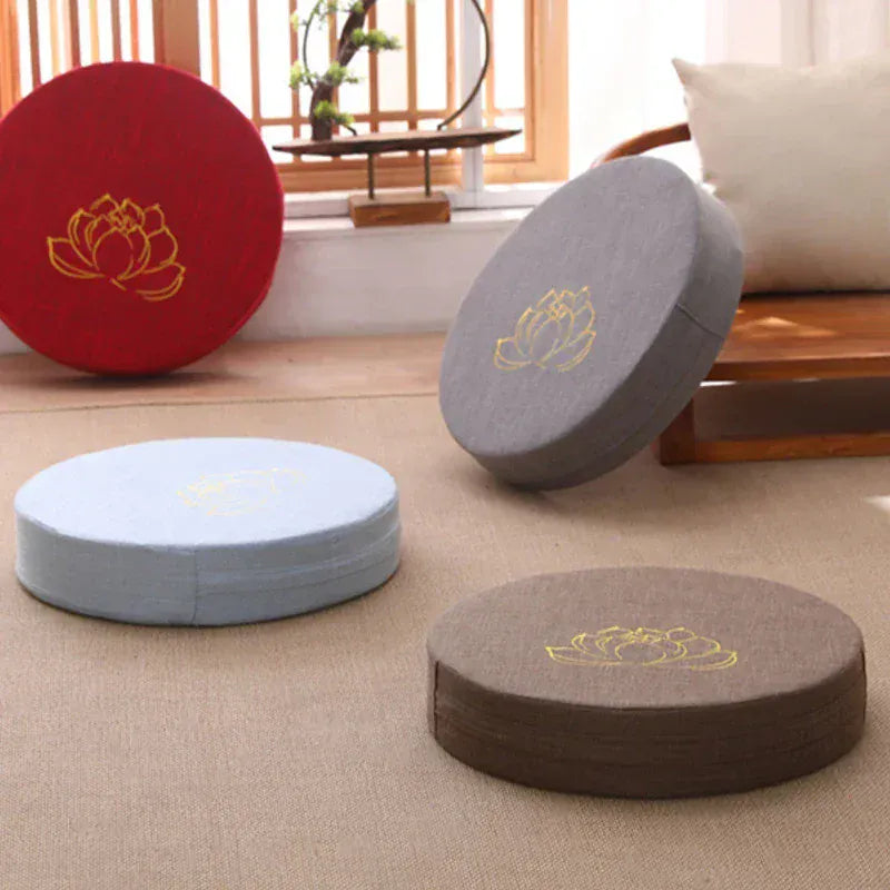 Coussin de Méditation Lotus Brodé avec Dossier - 40cm