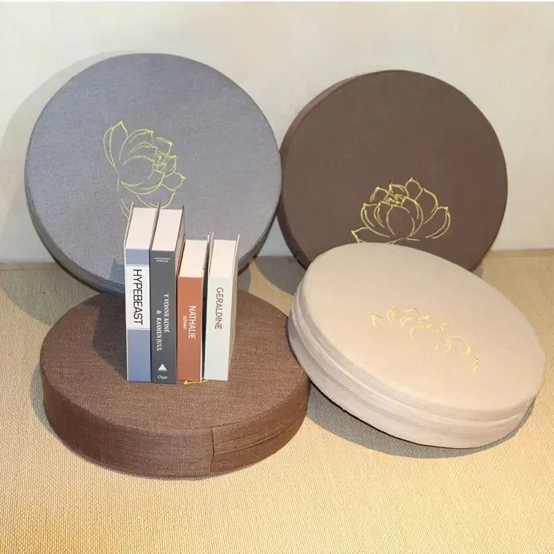 Coussin de Méditation Lotus Brodé avec Dossier - 40cm