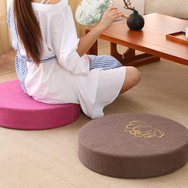 Coussin de Méditation Lotus Brodé avec Dossier - 40cm