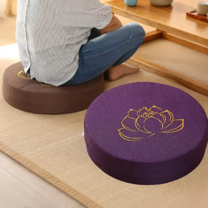 Coussin de Méditation Lotus Brodé avec Dossier - 40cm