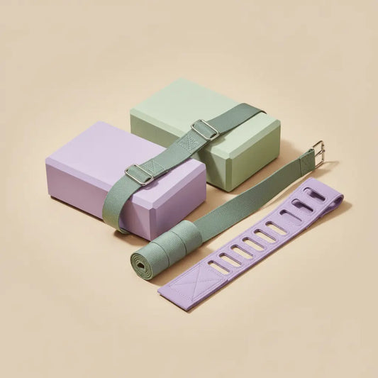 Kit Mobilité & Flexibilité - Brique + Sangle + Ceinture d'Étirement